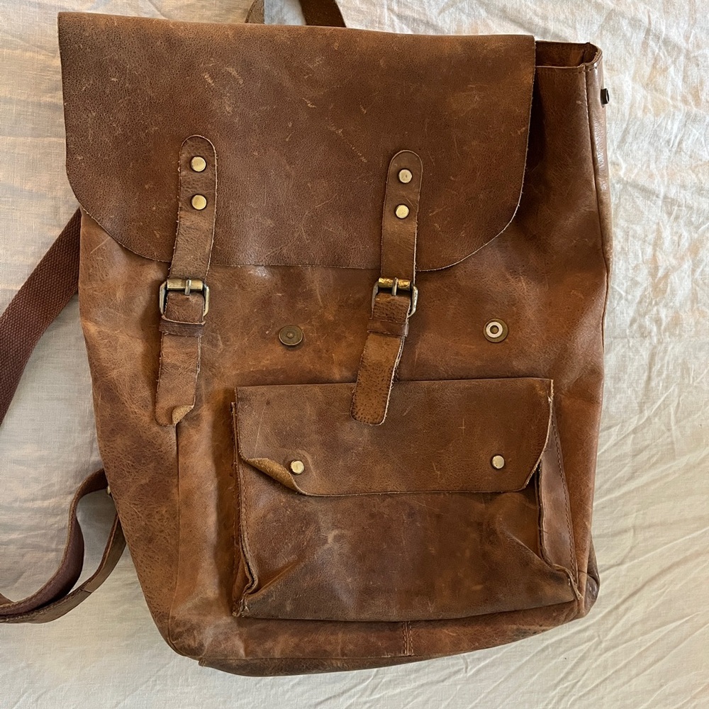Brown Leather Men's Backpack